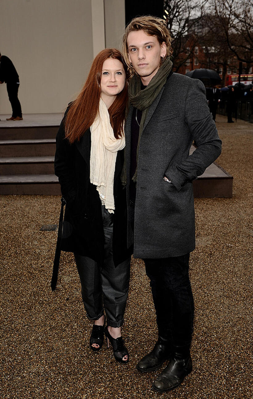 Bonny Wright and Jamie Campbell Bower at the Burberry Prorsum LFW Autumn/Winter 2010 Women's wear show in London.