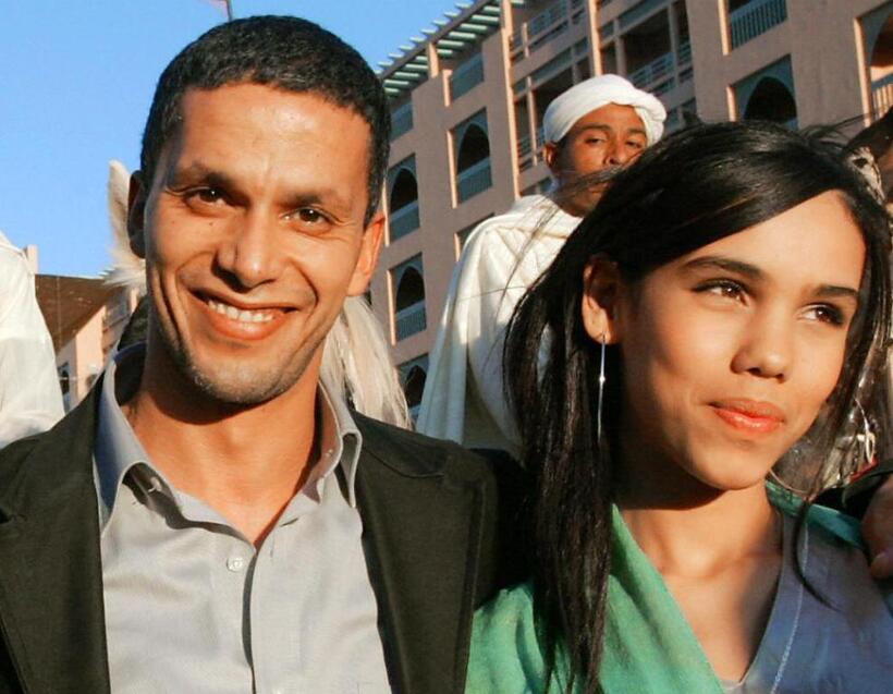 Sami Bouajila and Aziza Nadir at the presentation of "Zaina, cavaliere de l' Atlas" during the Marrakech International Film Festival.