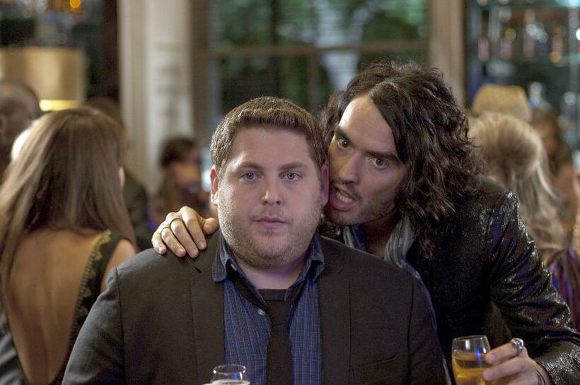 Jonah Hill as Aaron and Russell Brand as Aldous in "Get Him to the Greek."