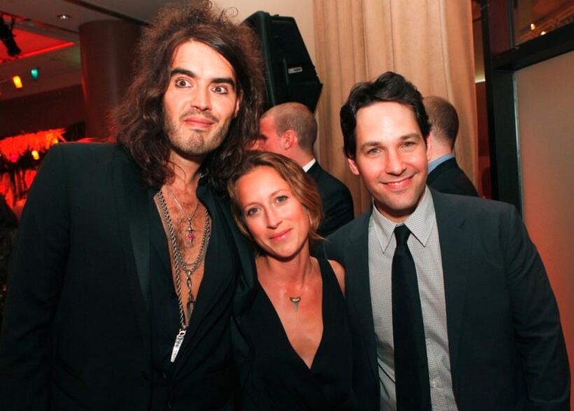 Russell Brand, Shauna Robertson and Paul Rudd at the after party of the premiere of "Forgetting Sarah Marshall."