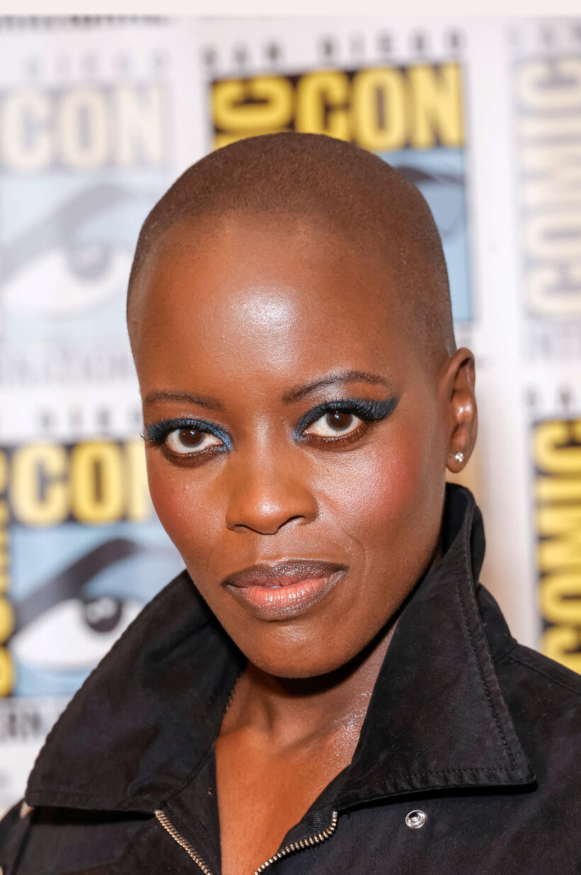 Florence Kasumba at the Marvel Cinematic Universe press line during 2022 Comic Con International: San Diego.