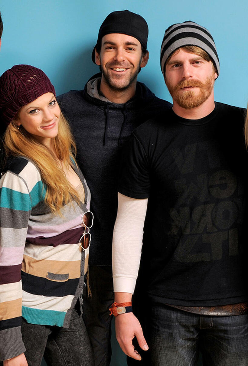 Rebekah Brandes, Vincent Grashaw and writer/director Evan Glodell at the portrait session of "Bellflower" during the 2011 Sundance Film Festival.