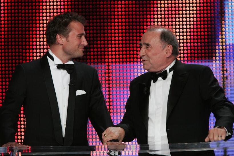 Claude Brasseur and his son Alexandre at the 2007 Molieres theatre awards ceremony.