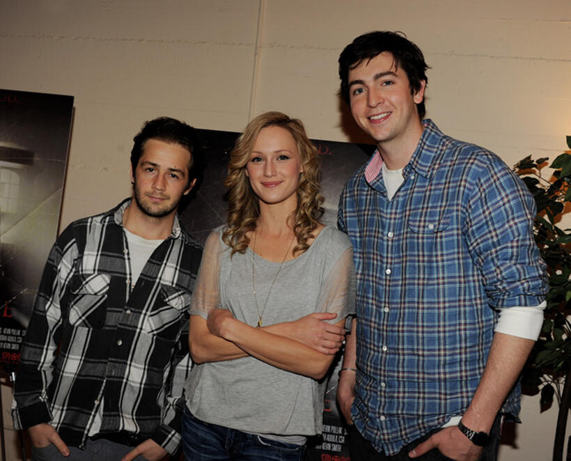 Michael Angarano, Kerry Bishe and Nicholas Braun at the "The Red State" Nationwide Tour Finale in California.