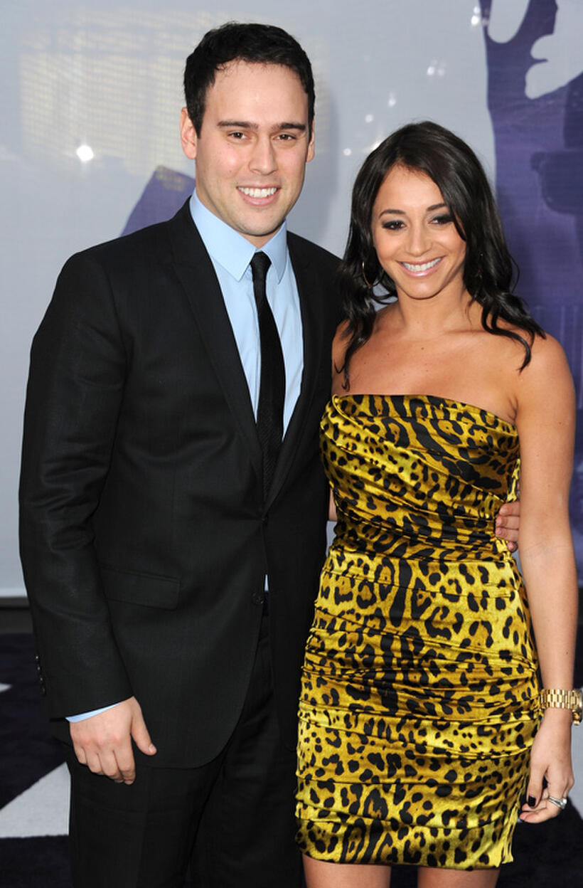 Scooter Braun and Carin Morris at the California premiere of "Justin Bieber: Never Say Never."
