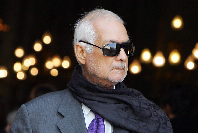 Jean-Claude Brialy at the funeral mass of French actor Jean-Pierre Cassel.