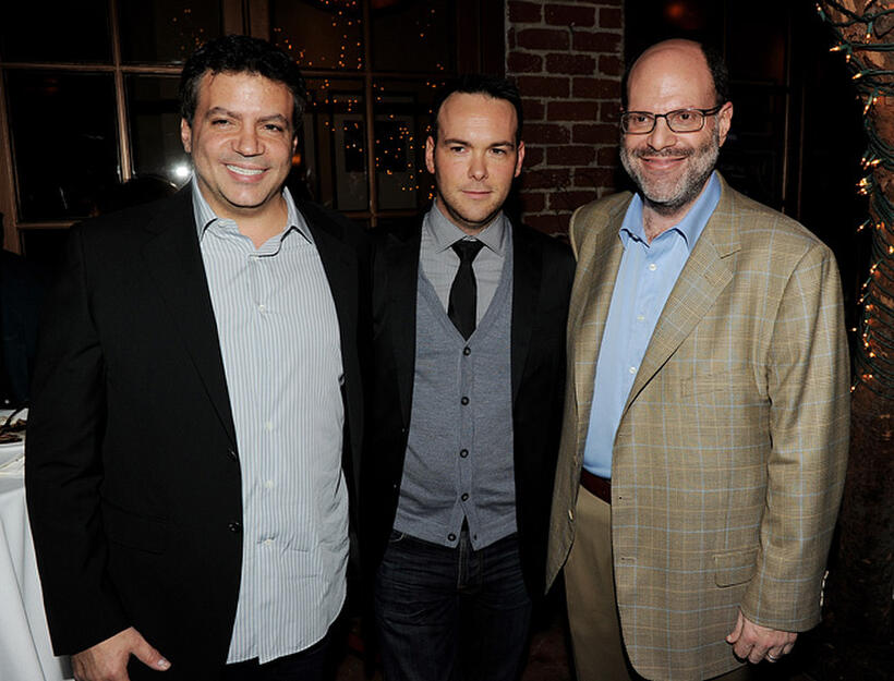 Michael De Luca, Dana Brunetti and Scott Rudin at the Blu-ray & DVD launch party of "The Social Network."