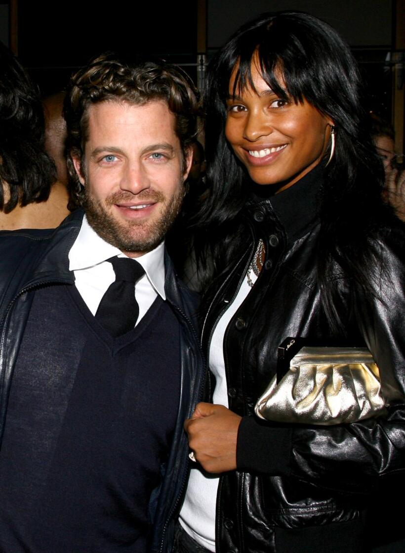 Nate Berkus and Joy Bryant at the celebration of the arrival of Brian Atwood's first Spring collection with New Yorkers For Children.