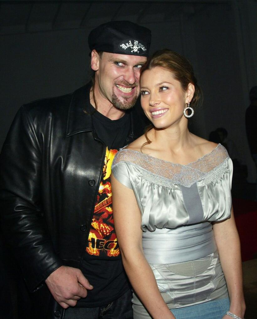 Andrew Bryniarski and Jessica Biel at the after party of the premiere of "The Texas Chainsaw Massacre."