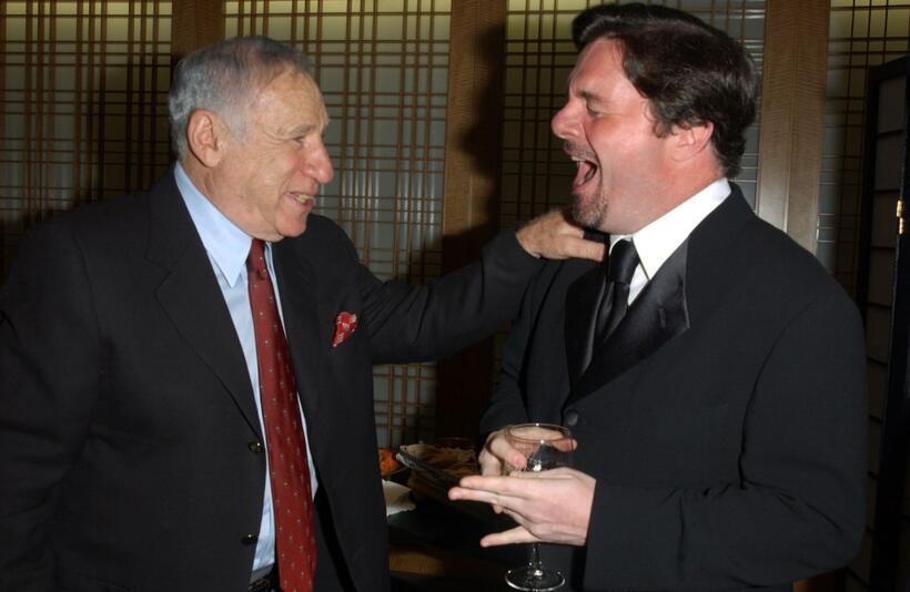 Mel Brooks and Nathan Lane talk before Springtime for Mel Brooks: Musical Moments from His Movies presented by the Film Society of Lincoln Center at Alice Tully Hall.