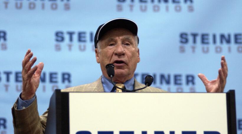 Mel Brooks at the brooklyn borough press conference for the film "The Producers".