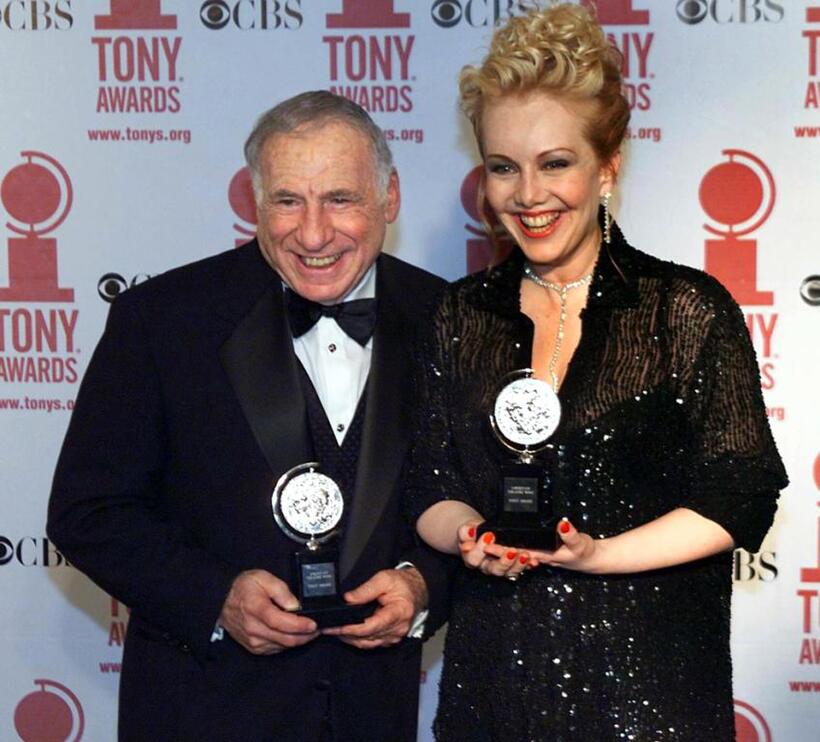 Mel Brooks and Susan Stroman at Radio City Music Hall in New York receiving their Tony awards for "The Producers".