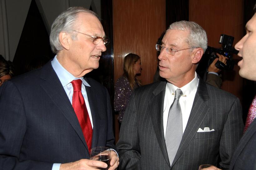 Alan Alda and producer Henry Schleiff at the party to celebrate the publication of Grodins book "If I Only Knew Then . . .".
