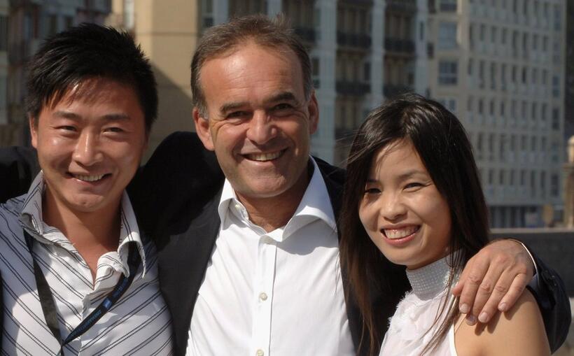 Zhe Wei, Nick Broomfield and Ai Qin Lin at the photocall of "Ghosts" during the 54th San Sebastian Film Festival.