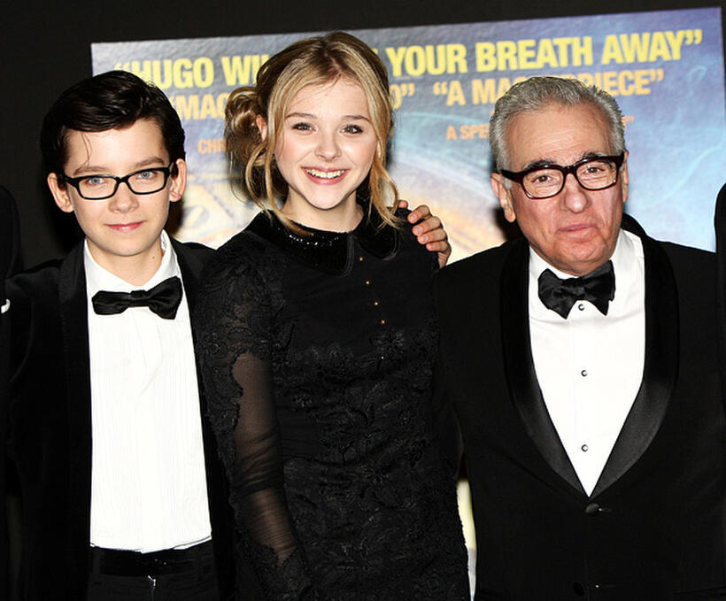 Asa Butterfield, Chloe Moretz and Martin Scorsese at the Royal Film Performance 2011 of "Hugo" in London.