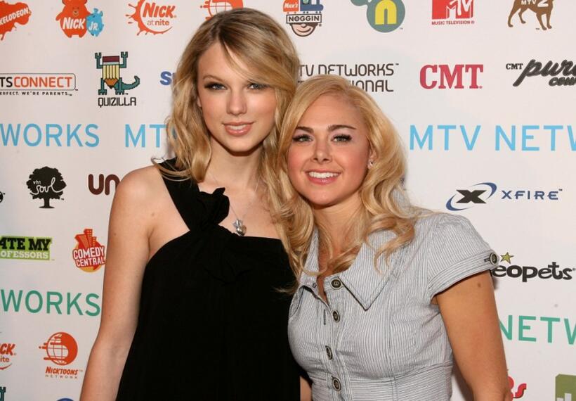 Taylor Swift and Laura Bell Bundy at the MTV Networks Upfront.