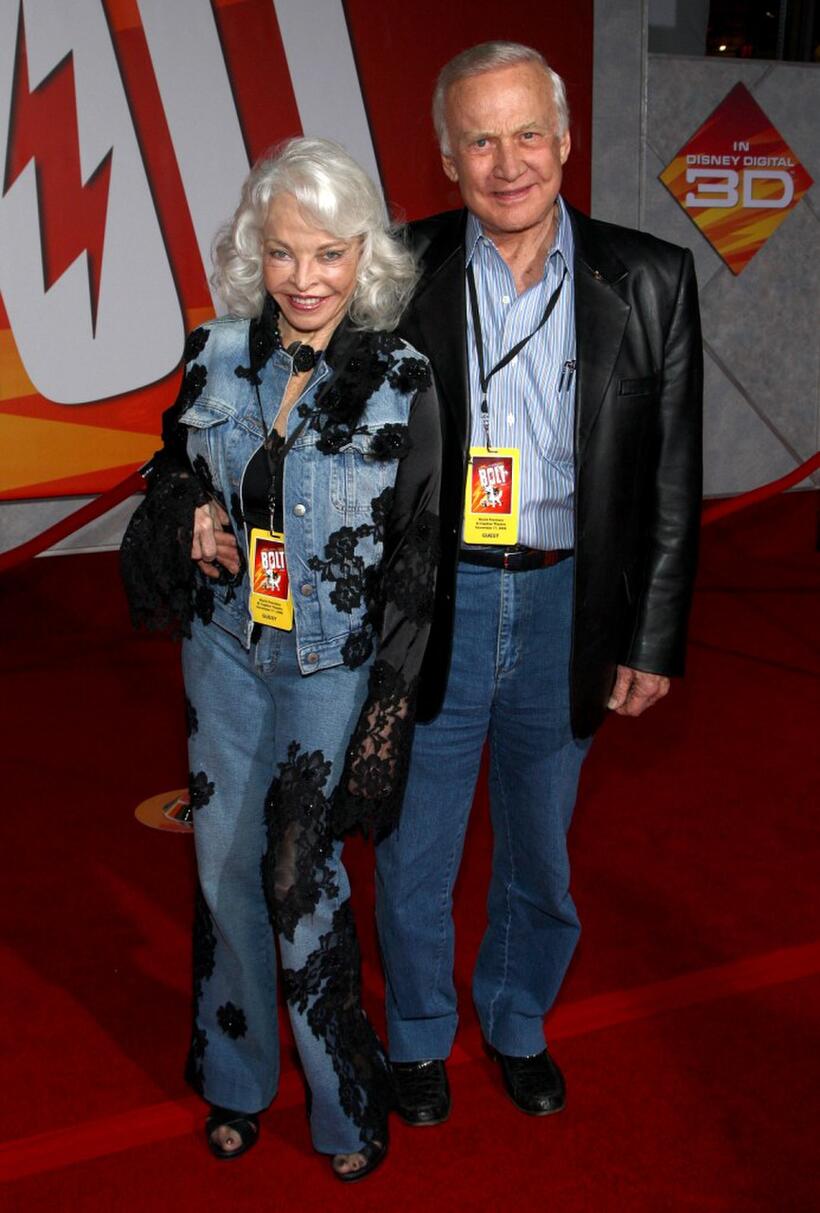 Lois Aldrin and Buzz Aldrin at the premiere of "Bolt."