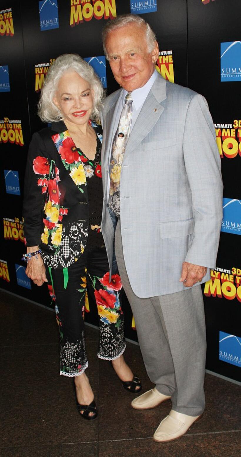 Lois Aldrin and Buzz Aldrin at the premiere of "Fly Me To The Moon."