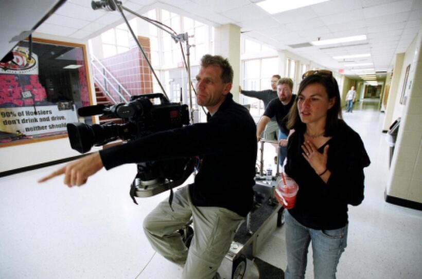 Director Nanette Burstein on the set of "American Teen."