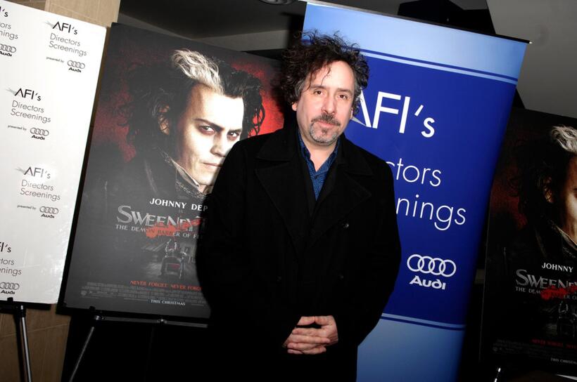 Tim Burton at the Q&A session and screening of "Sweeney Todd."