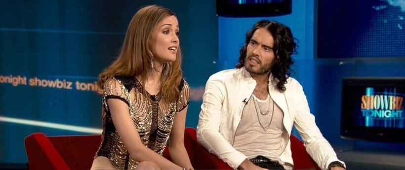 Rose Byrne as Jackie Qin and Russell Brand as Aldous in "Get Him to the Greek."