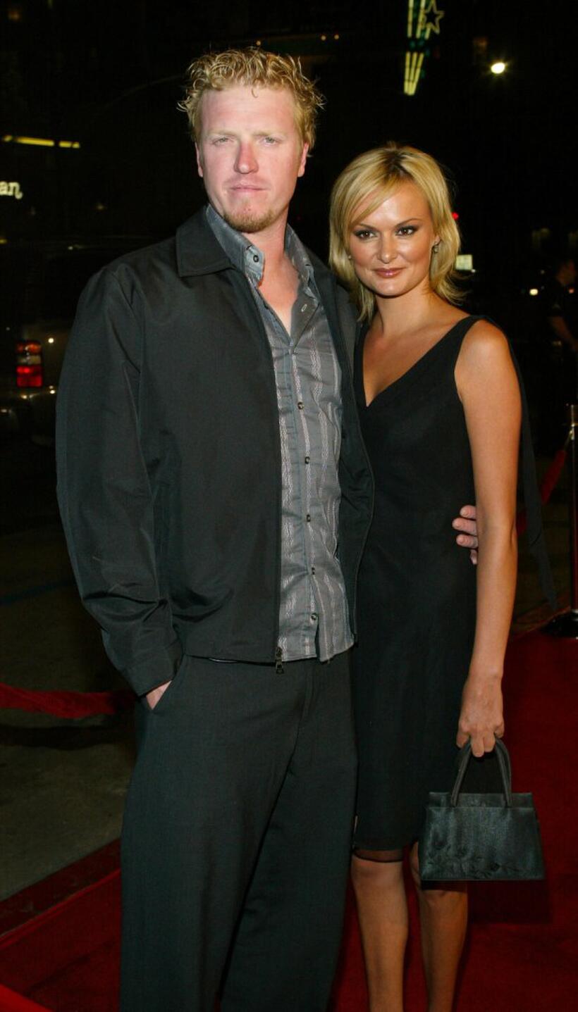 Jake Busey and guest at the premiere of "Walking Tall".