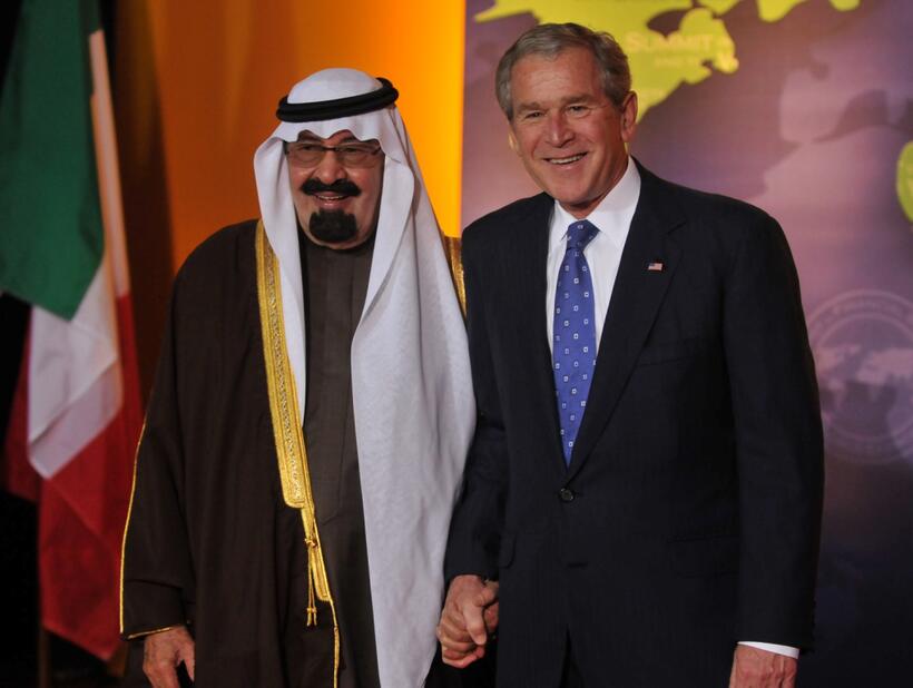 King Abdullah bin Abd al-Aziz Al Saud and George W. Bush at the Summit on Financial Markets and the World Economy.