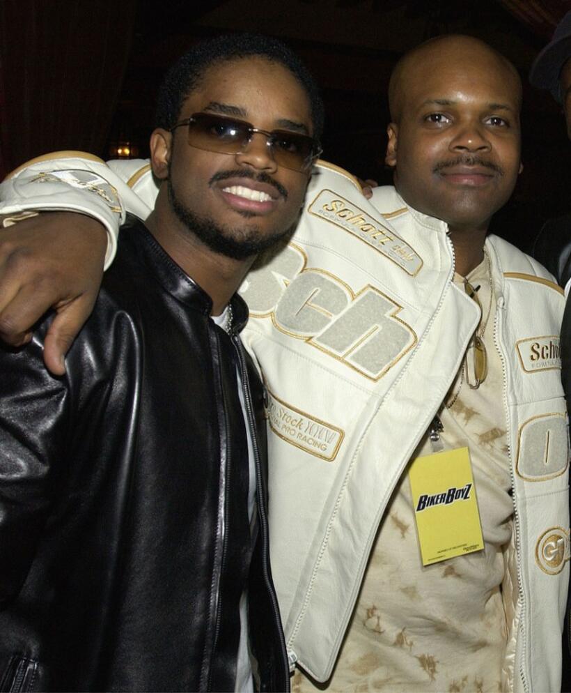Larenz Tate and Reggie Rock Bythewood at the after party of the premiere of "Biker Boyz."
