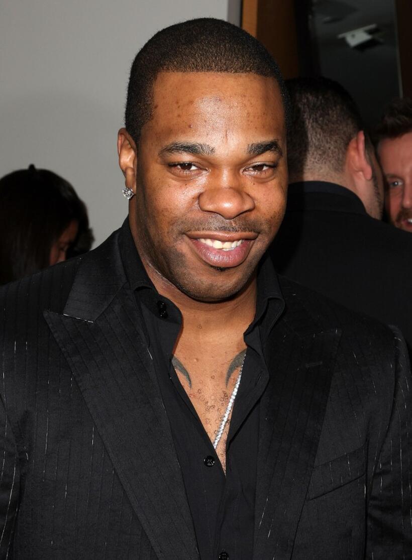 Busta Rhymes at the Barneys New York launch of Versace menswear.
