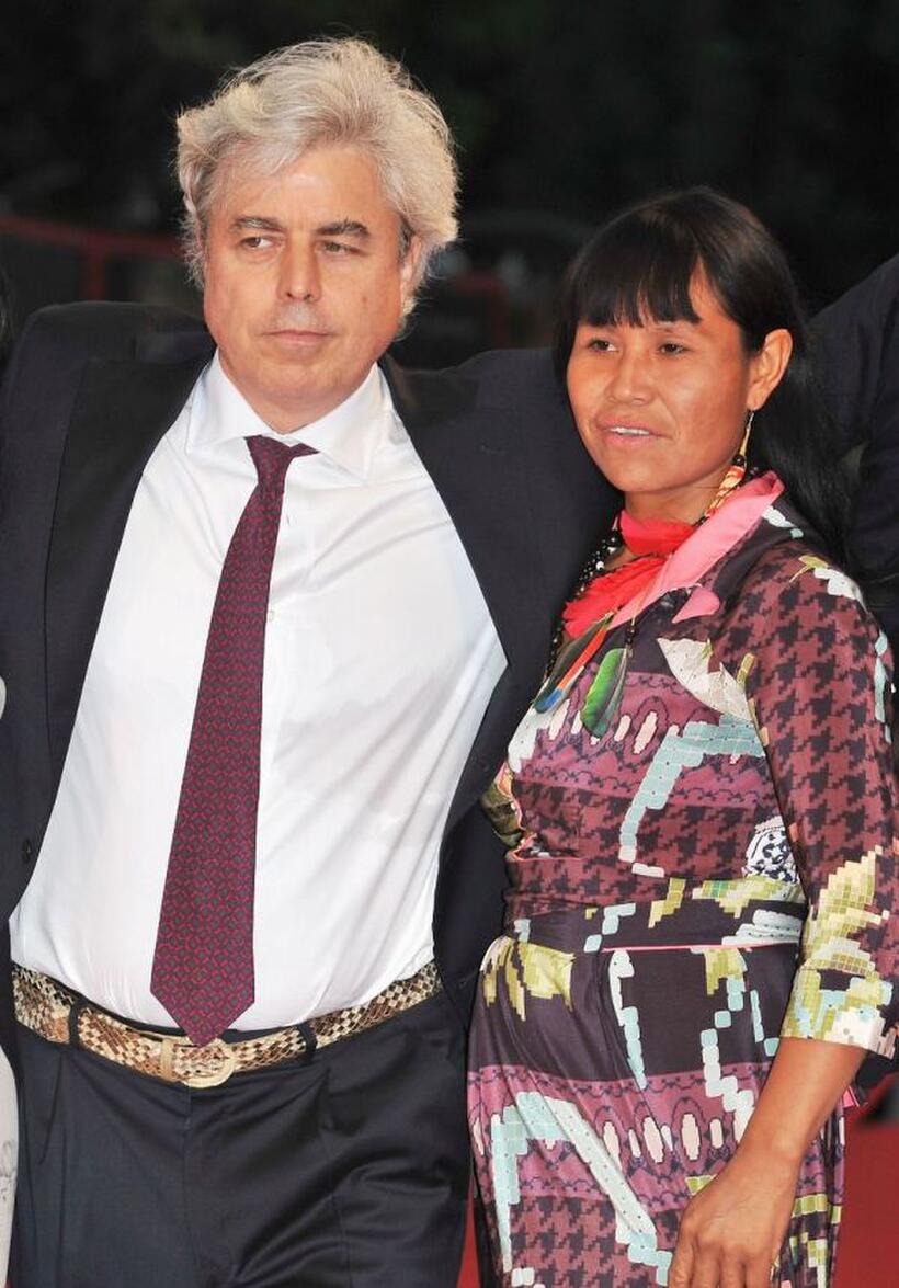 Marco Bechis and Alicelia Batista Cabreira at the premiere of "Birdwatchers" during the 65th Venice Film Festival.