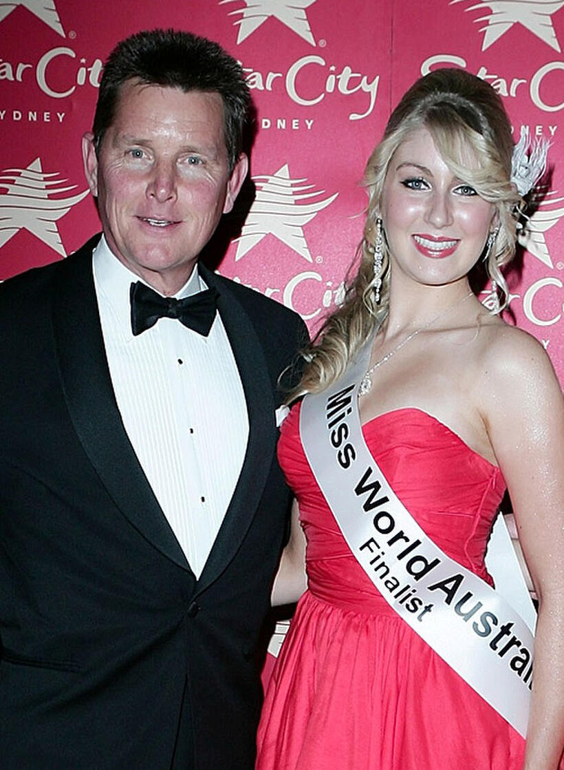 Tom Burlinson and Guest at the official crowning of Miss World Australia 2009.