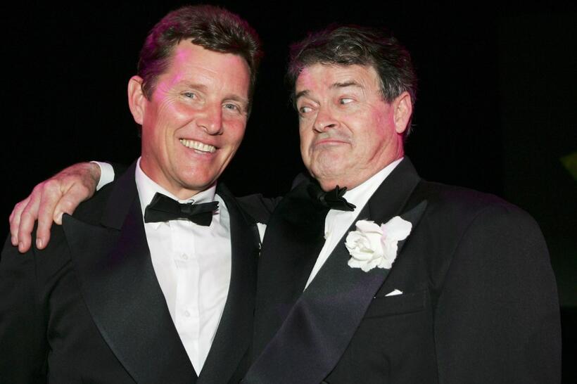 Tom Burlinson and Reg Livermore at the photocall of "The Producers."