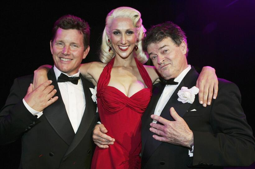 Tom Burlinson, Chloe Dallimore and Reg Livermore at the photocall of "The Producers."