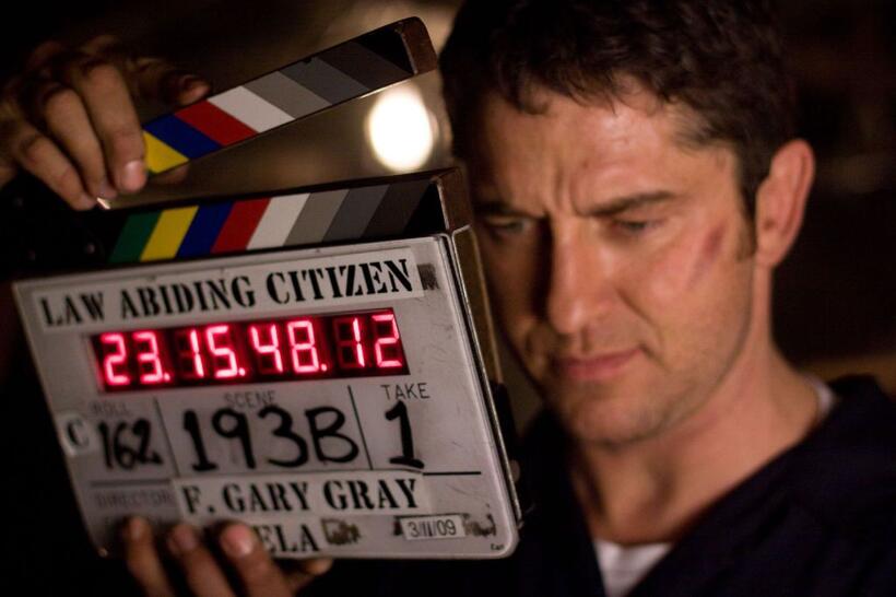 Gerard Butler on the set of "Law Abiding Citizen."