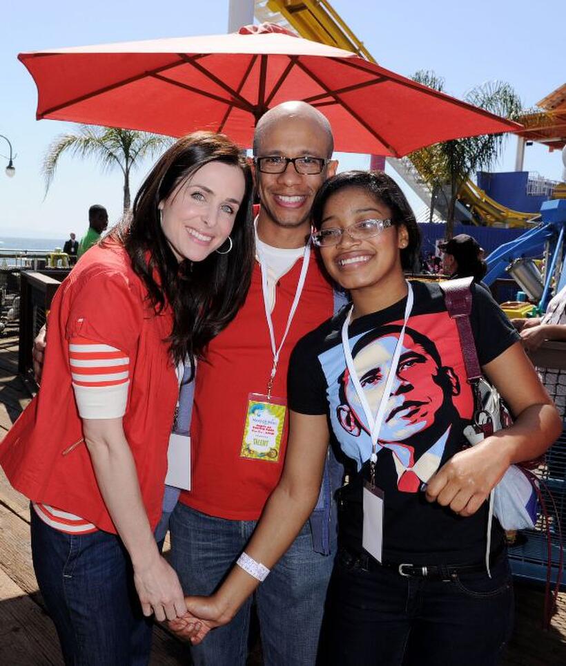 Danielle Bisutti, Ron Butler and Kiki Palmer at the Make-A-Wish Foundation event.