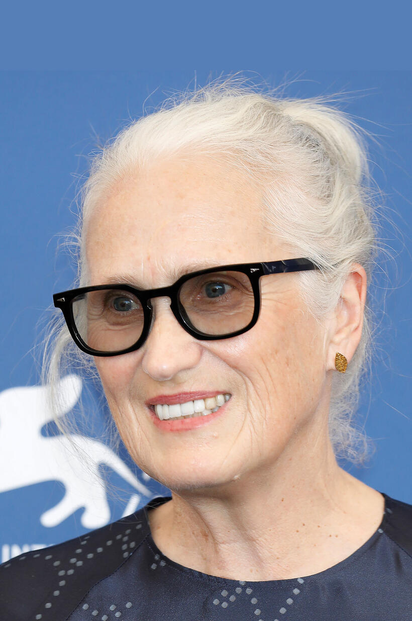 Jane Campion arrives at the photocall for "The Power of the Dog" during the 78th Venice International Film Festival.