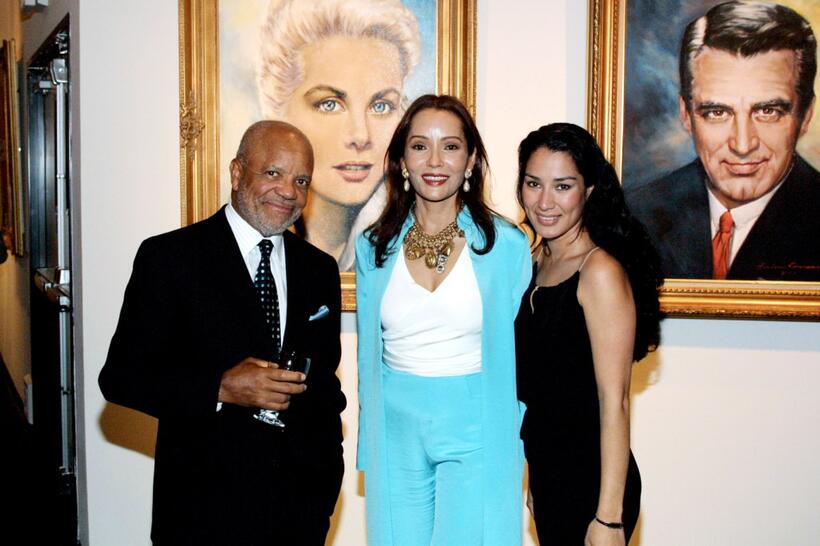 Barbara Carrera, Barry Gordy Jr. and Lizzeth Padilla at the museum premiere of her paintings of Hollywood Legends.