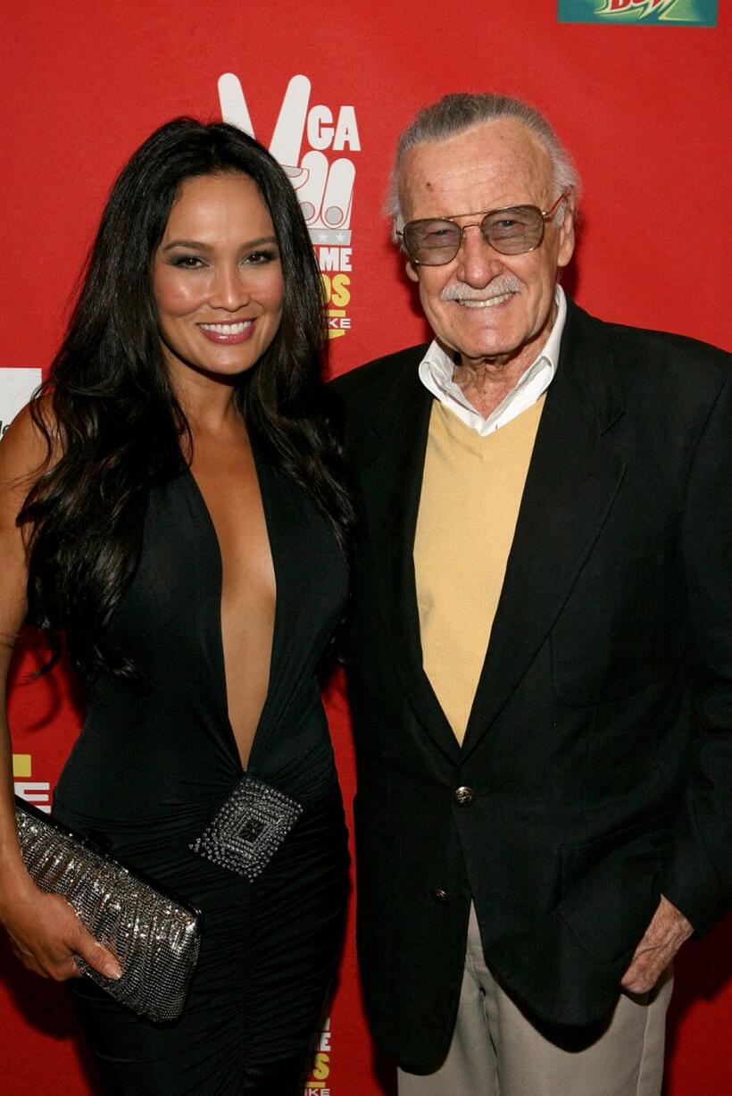 Tia Carrere and Stan Lee at the Spike TV's 2007 "Video Game Awards".