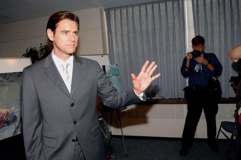 Jim Carrey at the press conference for the UN Security Council.
