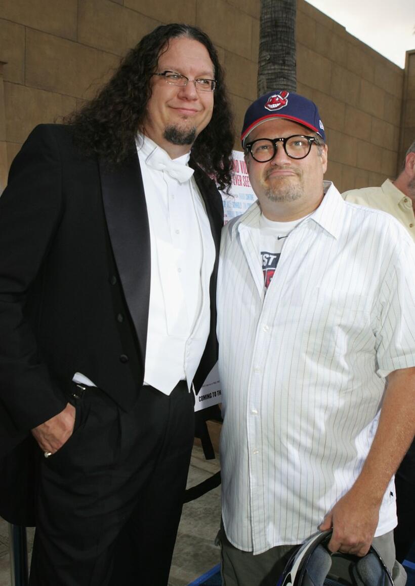 Penn Jillette and Drew Carey at the Los Angeles premiere of "The Aristocrats."