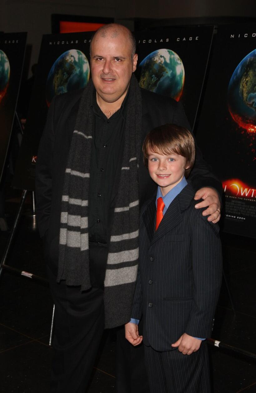 Director Alex Proyas and Chandler Canterbury at the premiere of "Knowing."