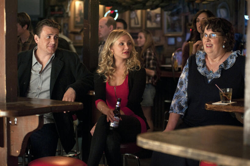 Jason Segel as Russell Gettis, Cameron Diaz as Elizabeth Halsey and Phyllis Smith as Lynn Davies in ``Bad Teacher.''
