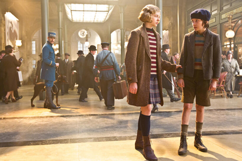Chloe Moretz as Isabelle and Asa Butterfield as Hugo Cabret in "Hugo.''