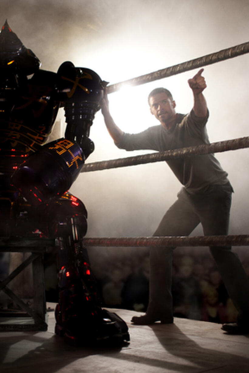 Noisy Boy and Hugh Jackman as Charlie Kenton in ``Real Steel.''