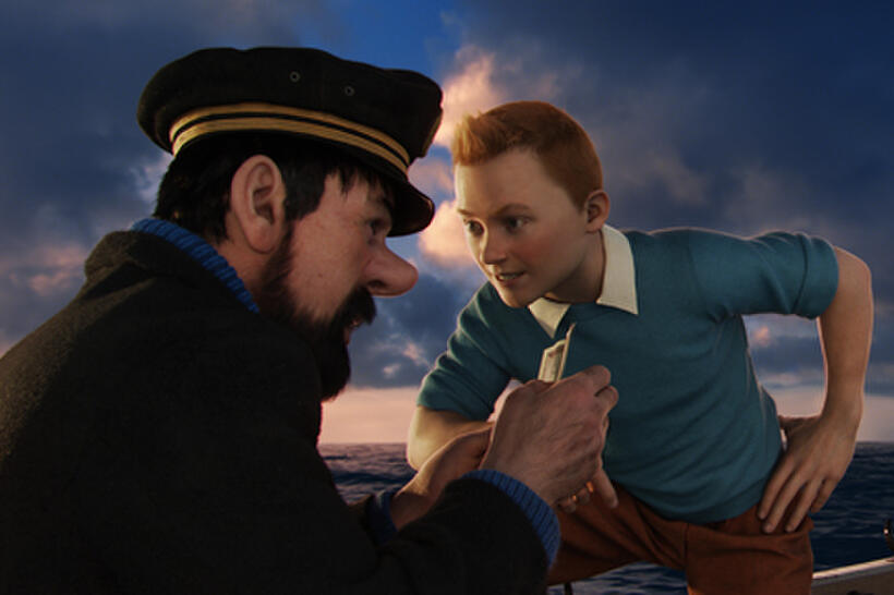 Captain Haddock and Tintin in ``The Adventures of Tintin.''
