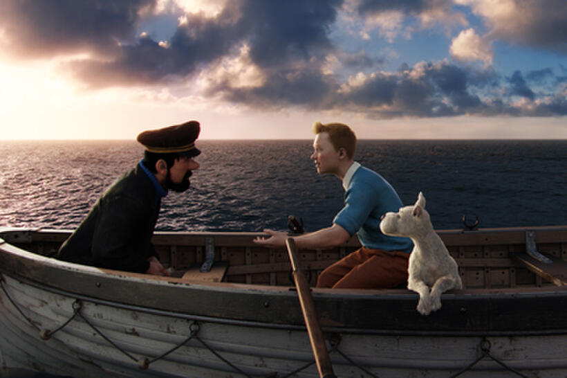 Captain Haddock and Tintin in ``The Adventures of Tintin.''