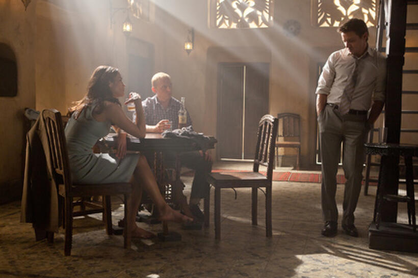 Paula Patton as Jane Carter, Simon Pegg as Benji Dunn and Jeremy Renner as Brandt in ``Mission Impossible -- Ghost Protocol.''