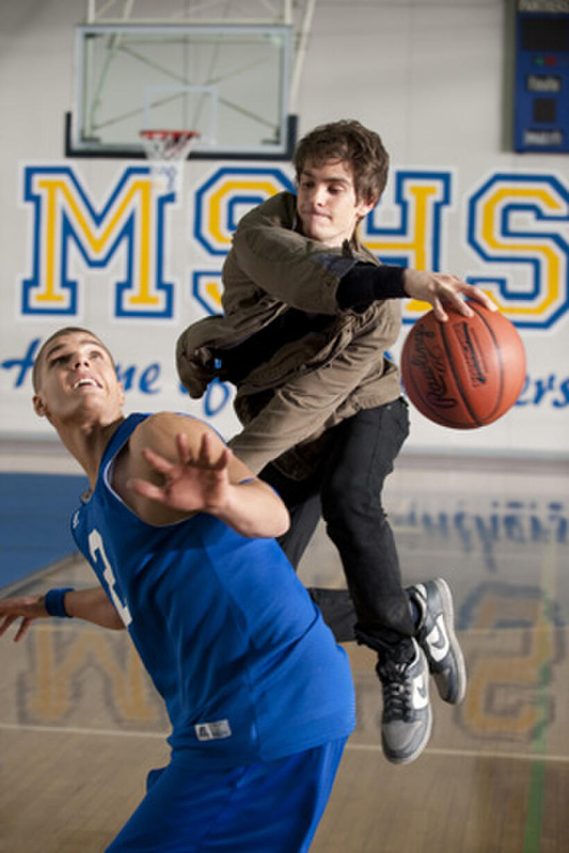 Chris Zylka as Flash Thompson and Andrew Garfield as Peter Parker in ``The Amazing Spider-Man.''