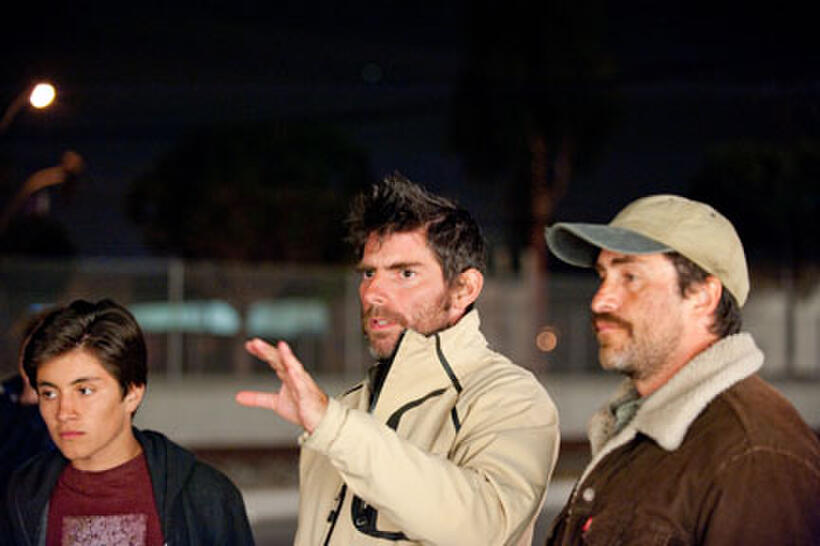Jose Julian, Chris Weitz and Demian Bichir on the set of ``A Better Life.''