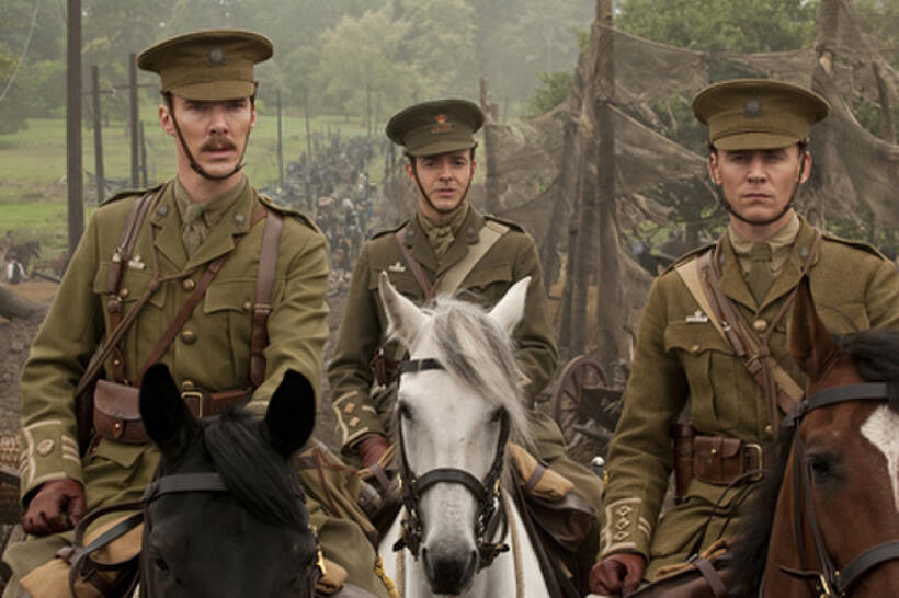 Benedict Cumberbatch as Major Stewart, Patrick Kennedy as Lieutenant Waverly and Tom Hiddleston as Captain Nichols in ``War Horse.''